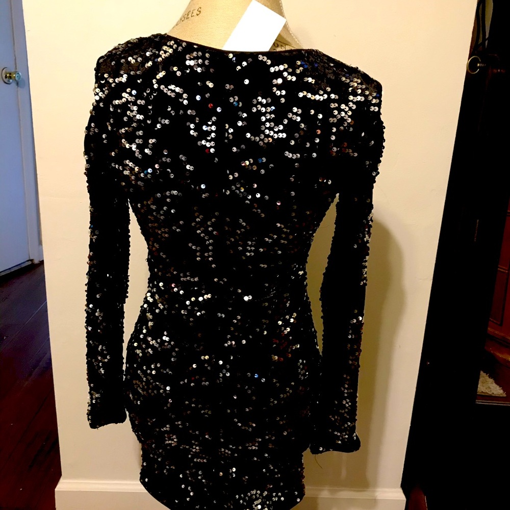 NWT H&M Diveded Sequined and Velvet Black Dress